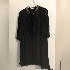 Zara Size Medium/Large Black Beaded Collar Dress